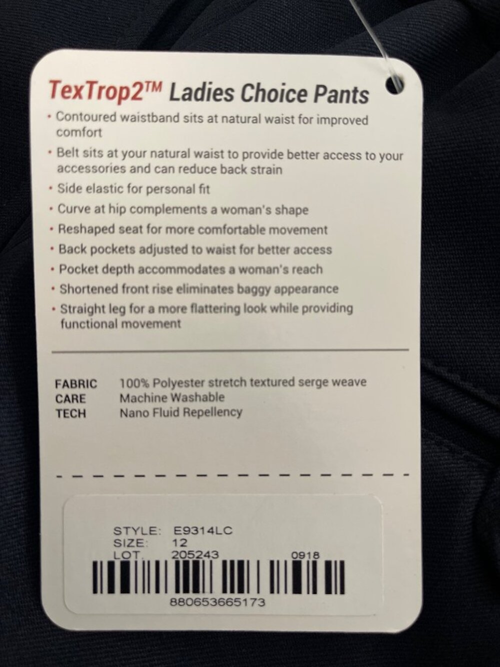 NWT Elbeco TexTrop2 Womens Pants Sz 12 Unhemmed Navy E9314LC - Picture 4 of 4